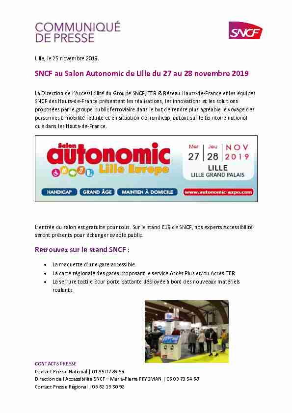 SNCF au Salon Autonomic de Lille du 27 au 28 novembre 2019