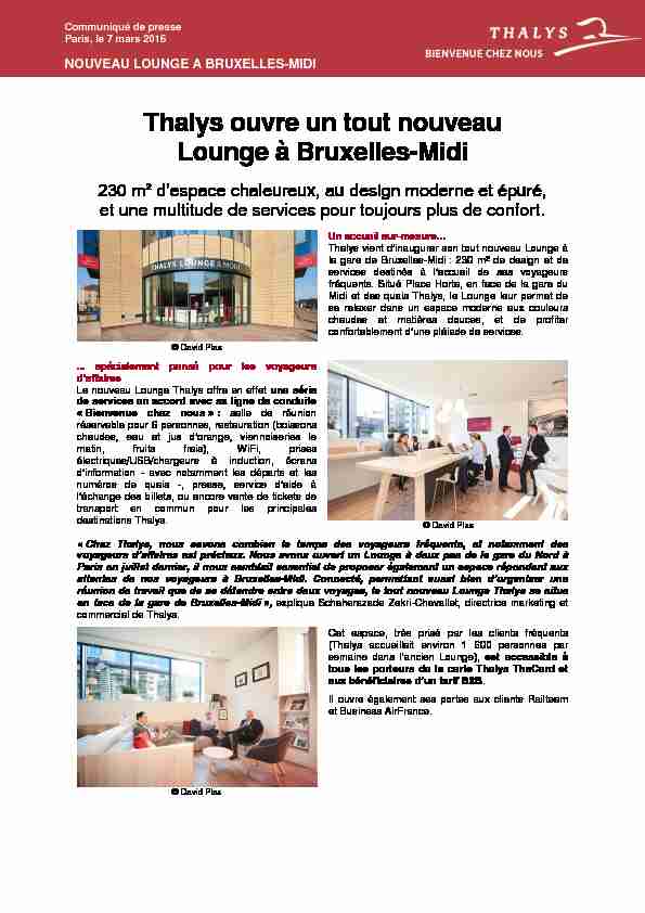 [PDF] Thalys ouvre un tout nouveau Lounge à Bruxelles-Midi
