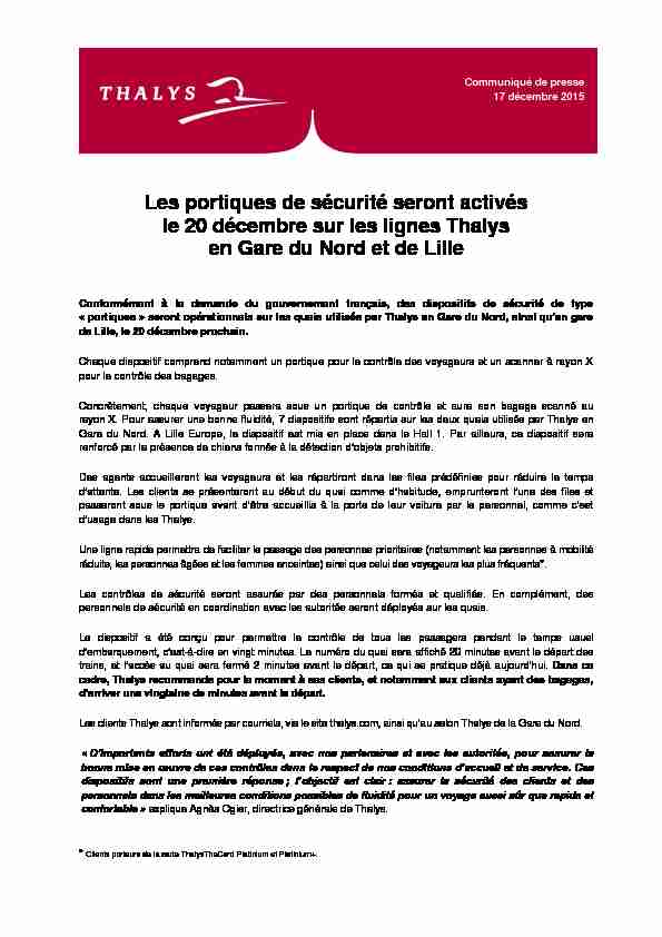 [PDF] Les portiques de sécurité seront activés le 20 décembre sur  - Thalys