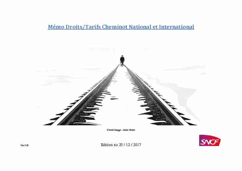 Mémo Droits/Tarifs Cheminot National et International