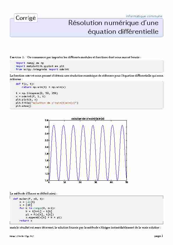 [PDF] Résolution numérique dune équation différentielle