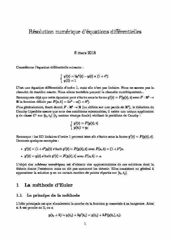 [PDF] Résolution numérique déquations différentielles