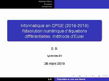 Informatique en CPGE (2018-2019) Résolution numérique d