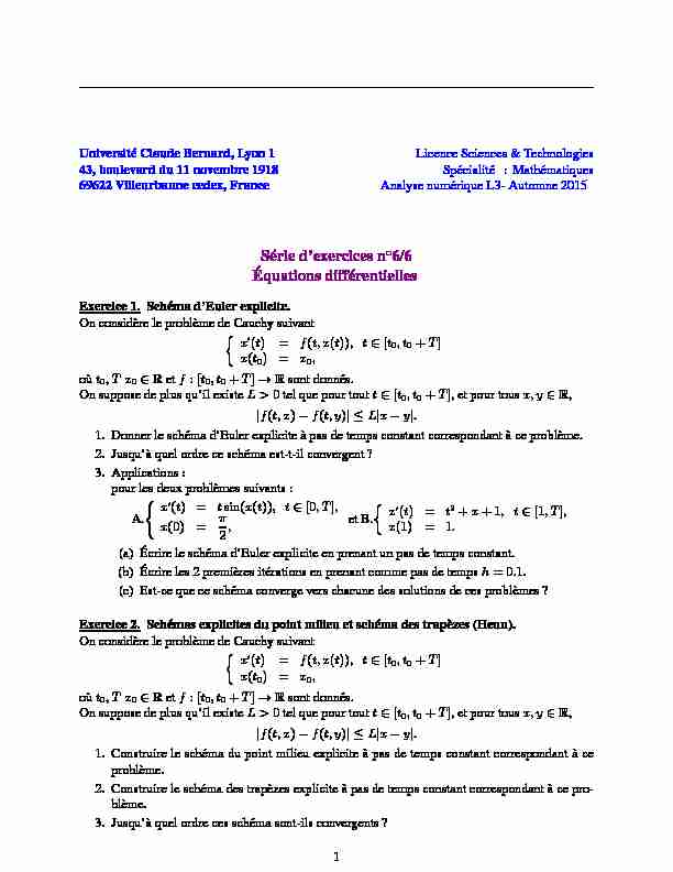 Série dexercices no6/6 Équations différentielles