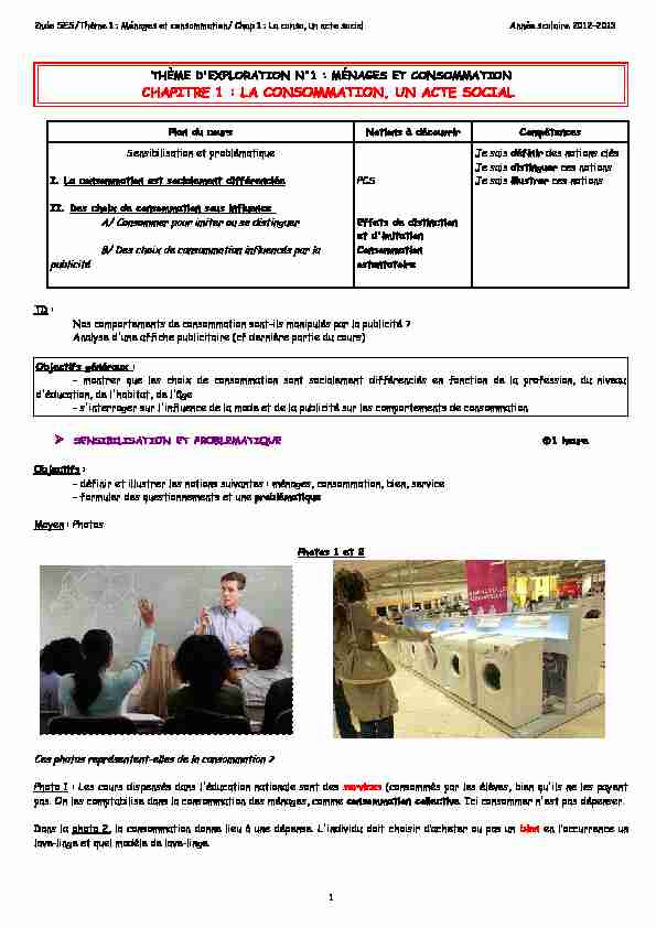 [PDF] CHAPITRE 1 : LA CONSOMMATION, UN ACTE SOCIAL - APSES