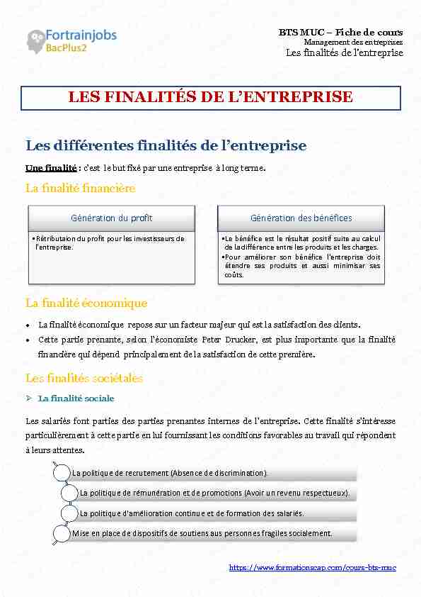 [PDF] LES FINALITÉS DE LENTREPRISE - Fortrainjobs  admintitle
