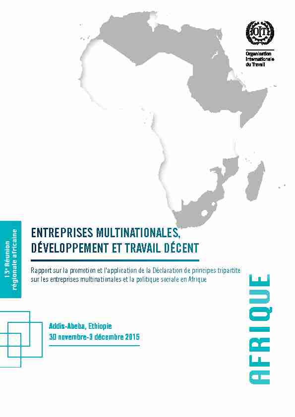 Entreprises multinationales développement et travail décent – Afrique