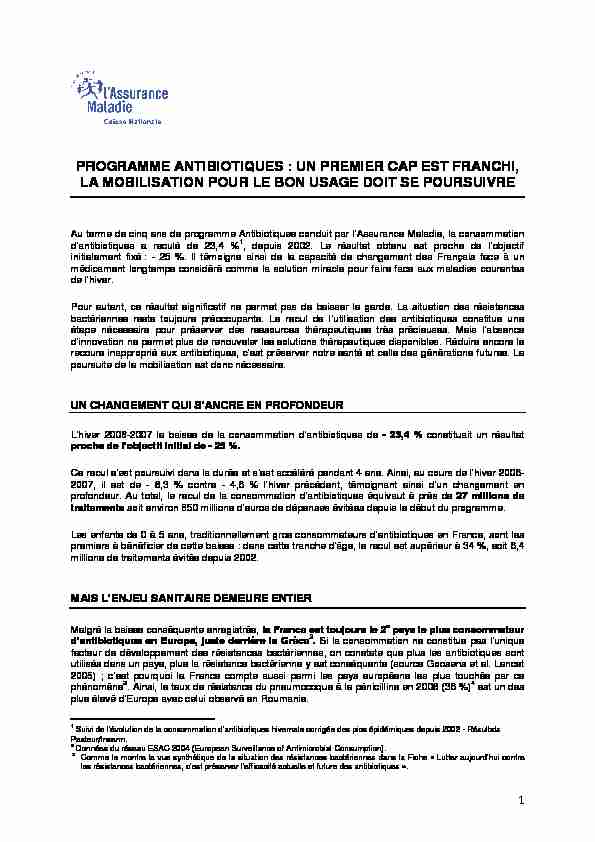 [PDF] PROGRAMME ANTIBIOTIQUES : UN PREMIER CAP EST FRANCHI