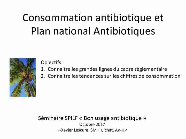 Consommation antibiotique et Plan national Antibiotiques
