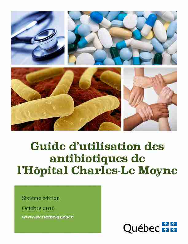 Guide dutilisation des antibiotiques de lHôpital Charles-Le Moyne