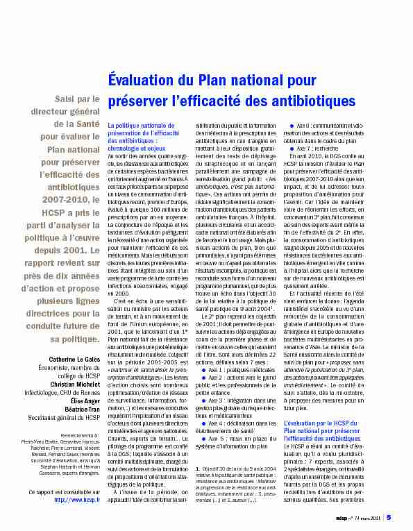 [PDF] Évaluation du Plan national pour préserver lefficacité des