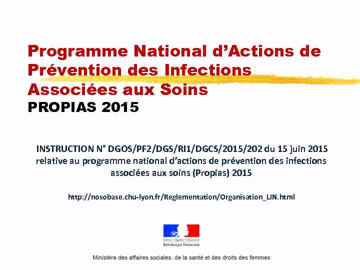 Programme National dActions de Prévention des Infections