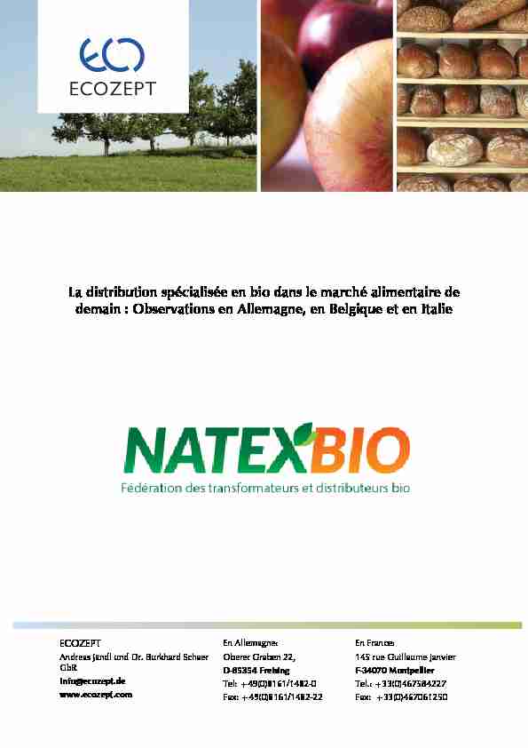 [PDF] La distribution spécialisée en bio dans le marché  - Natexbio