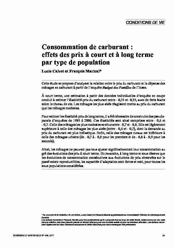 [PDF] Consommation de carburant - Insee