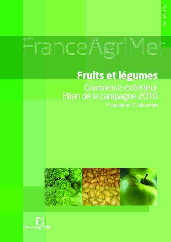 [PDF] BILAN COMMERCE EXTERIEUR 2010 - FranceAgriMer