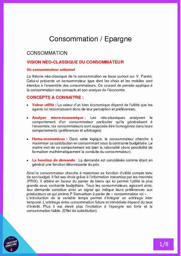 Consommation / Epargne