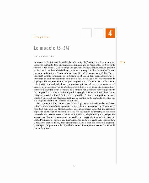 [PDF] Le modèle IS-LM - SES-ENS