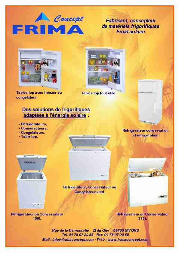 [PDF] Fabricant, concepteur de matériels frigorifiques Froid solaire Des
