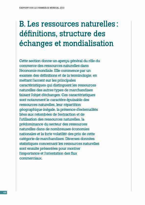 [PDF] B Les ressources naturelles : définitions structure des échanges et