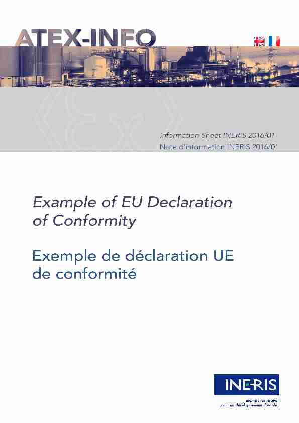 Note dinformation INERIS 2016/01 Exemple de déclaration UE de
