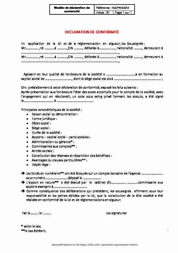 [PDF] DECLARATION DE CONFORMITE