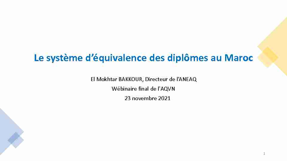 Le système déquivalence des diplômes au Maroc
