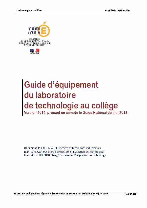 [PDF] GUIDE EQUIPEMENTS LABORATOIRE TECHNOLOGIE 2014