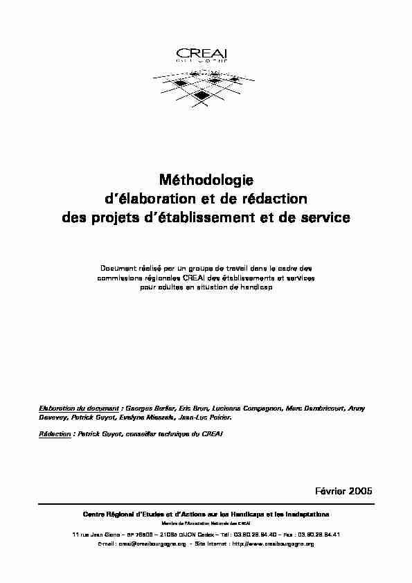 [PDF] Méthodologie délaboration et de rédaction des projets d
