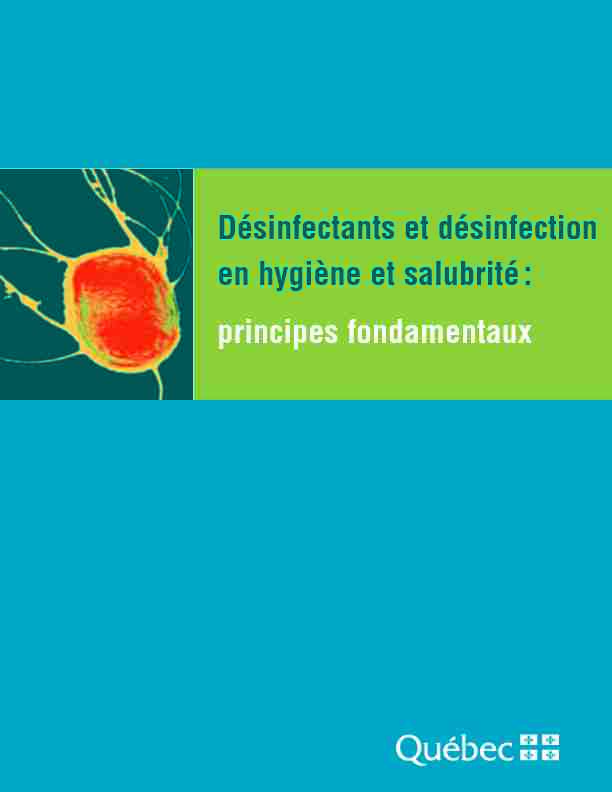 [PDF] Désinfectants et désinfection en hygiène et salubrité : Principes