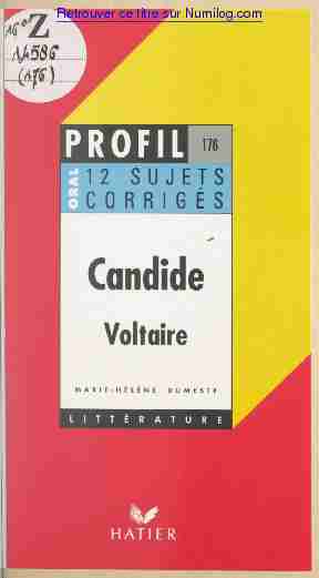 Candide (1759) Voltaire. 12 sujets corrigés