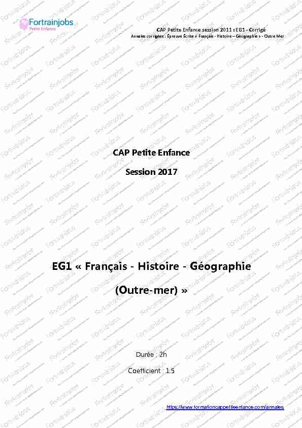 EG1 « Français - Histoire - Géographie (Outre-mer) »