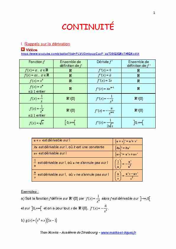 [PDF] CONTINUITÉ - maths et tiques