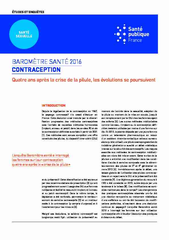 Baromètre santé 2016 - Contraception