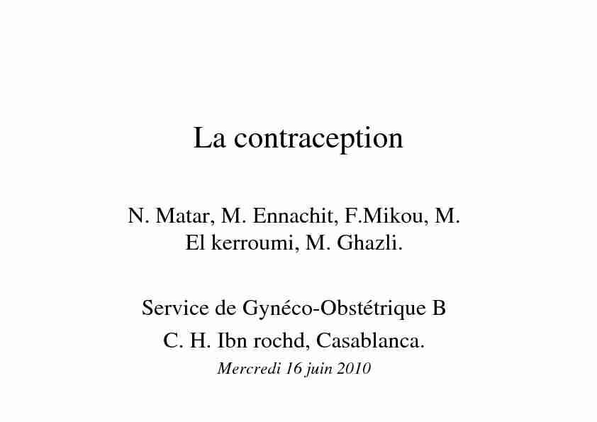 [PDF] La contraception - Pharmaciema