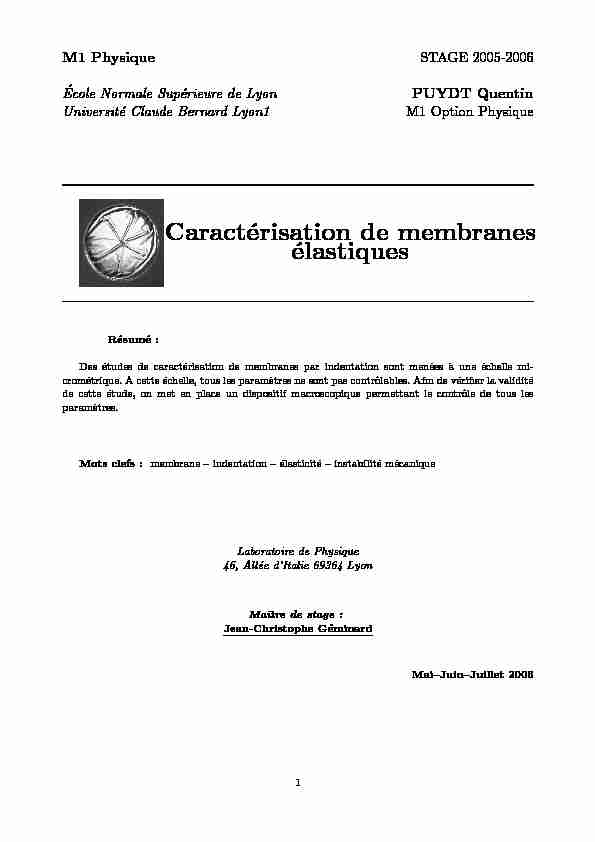 [PDF] Caractérisation de membranes élastiques