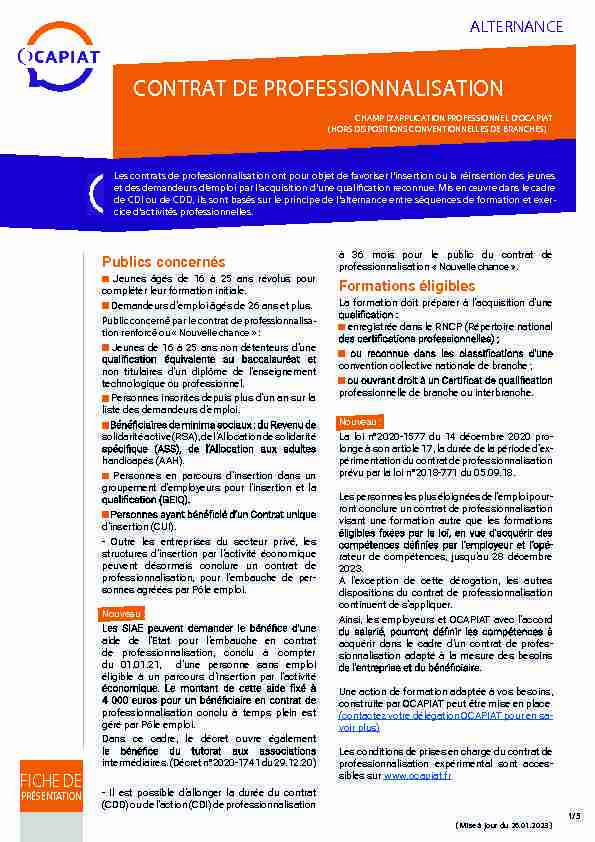 [PDF] Fiche contrat de professionnalisation 260123 - Ocapiat