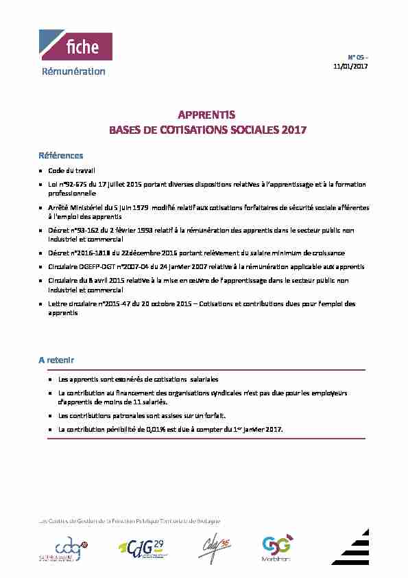 APPRENTIS BASES DE COTISATIONS SOCIALES 2017