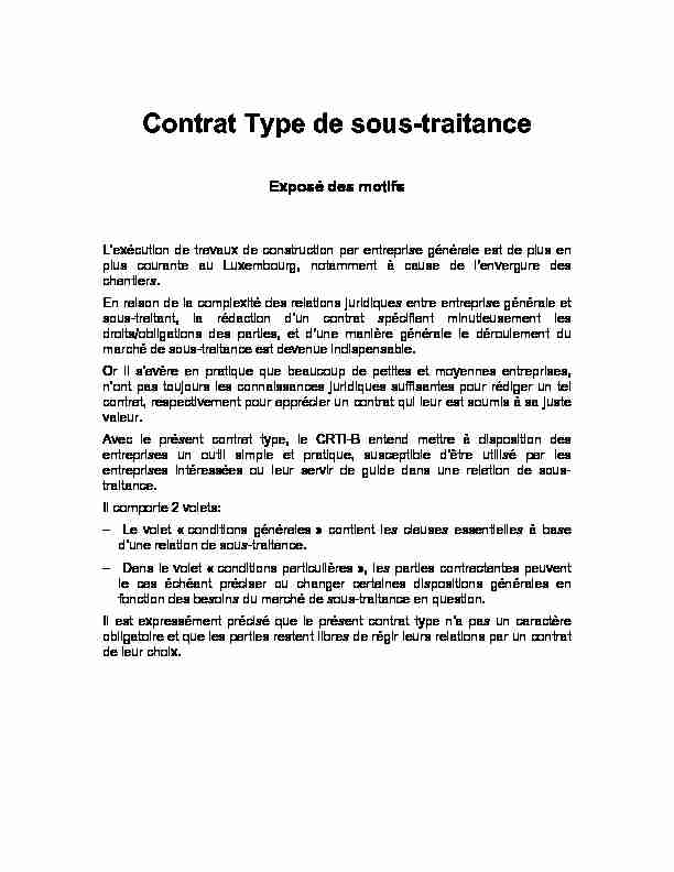 [PDF] Contrat Type de sous-traitance - CRTI-B
