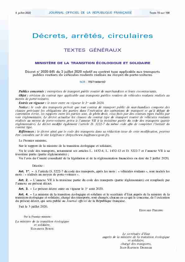 Journal officiel de la République française - N° 164 du 4 juillet 2020