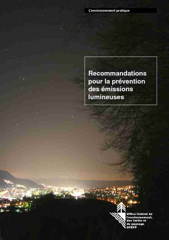 Recommandations pour la prévention des émissions lumineuses