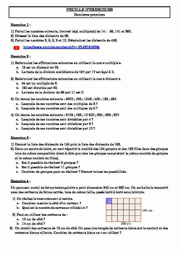 [PDF] FEUILLE DEXERCICES Nombres premiers - Maths ac-creteil