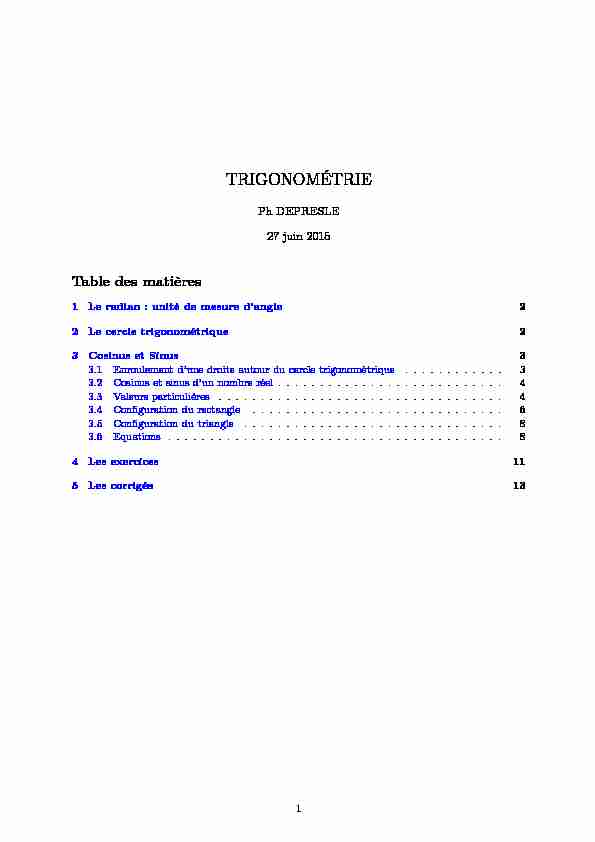 [PDF] TRIGONOMÉTRIE - Philippe DEPRESLE