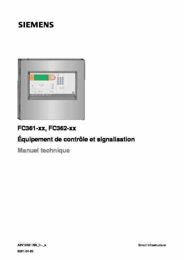 FC361-xx FC362-xx Équipement de contrôle et signalisation