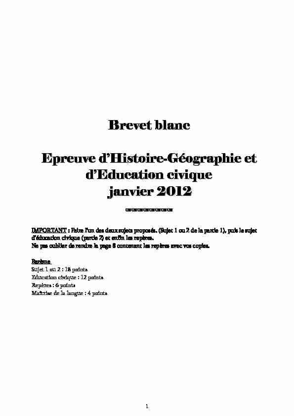 Brevet blanc Epreuve dHistoire-Géographie et dEducation civique
