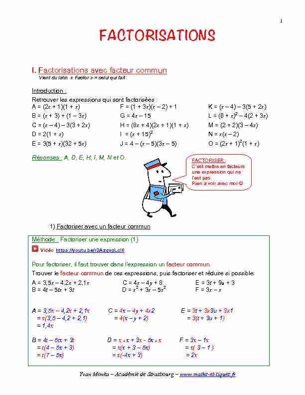 [PDF] FACTORISATIONS - maths et tiques