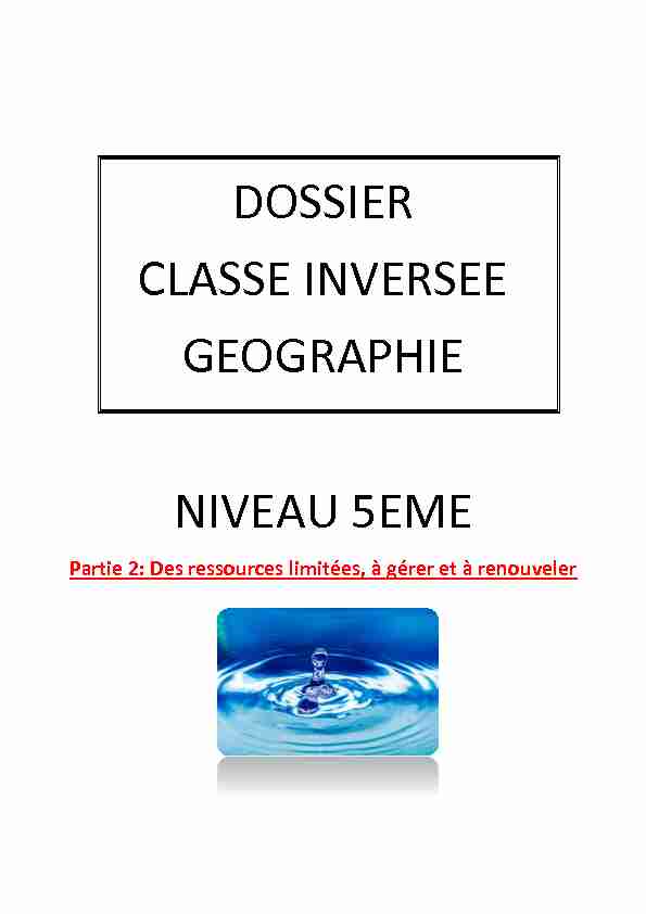 DOSSIER CLASSE INVERSEE GEOGRAPHIE NIVEAU 5EME