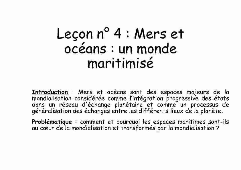 [PDF] Leçon n° 4 : Mers et océans : un monde maritimisé