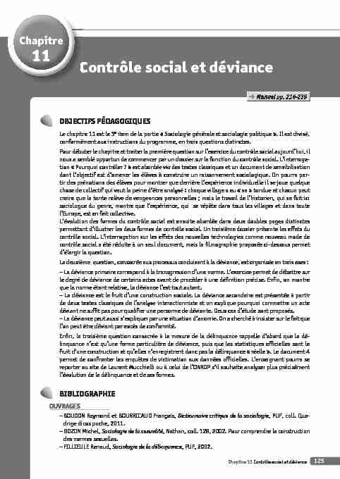 [PDF] Contrôle social et déviance