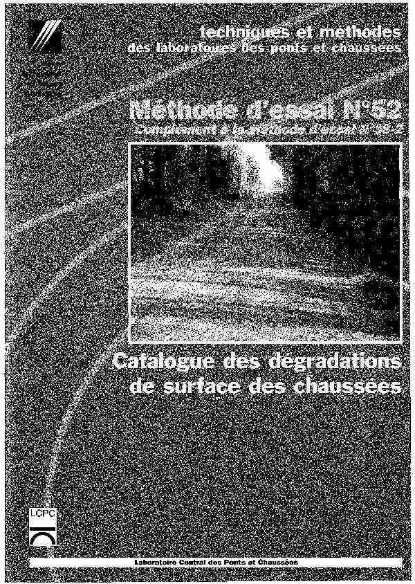 Catalogue des dégradations de surface des chaussées