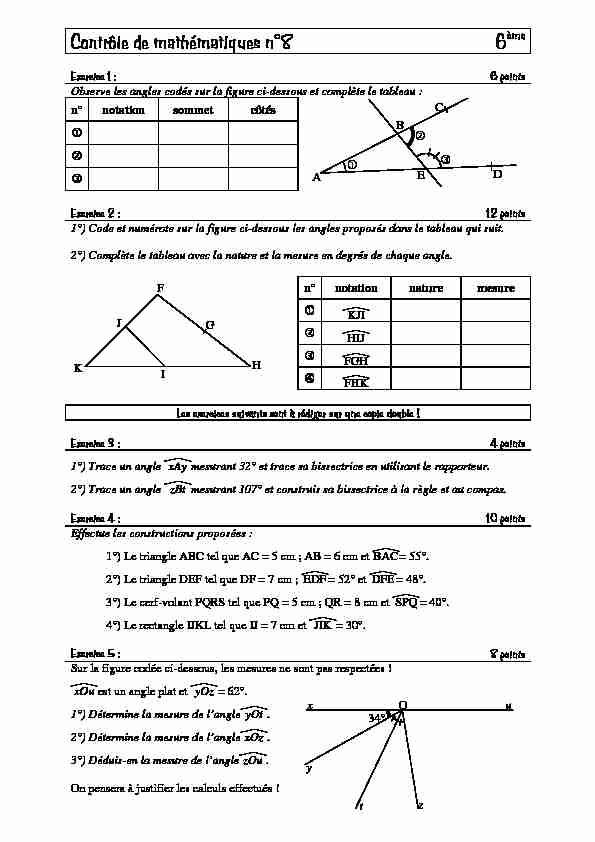 [PDF] Contrôle de mathématiques n°8 6ème